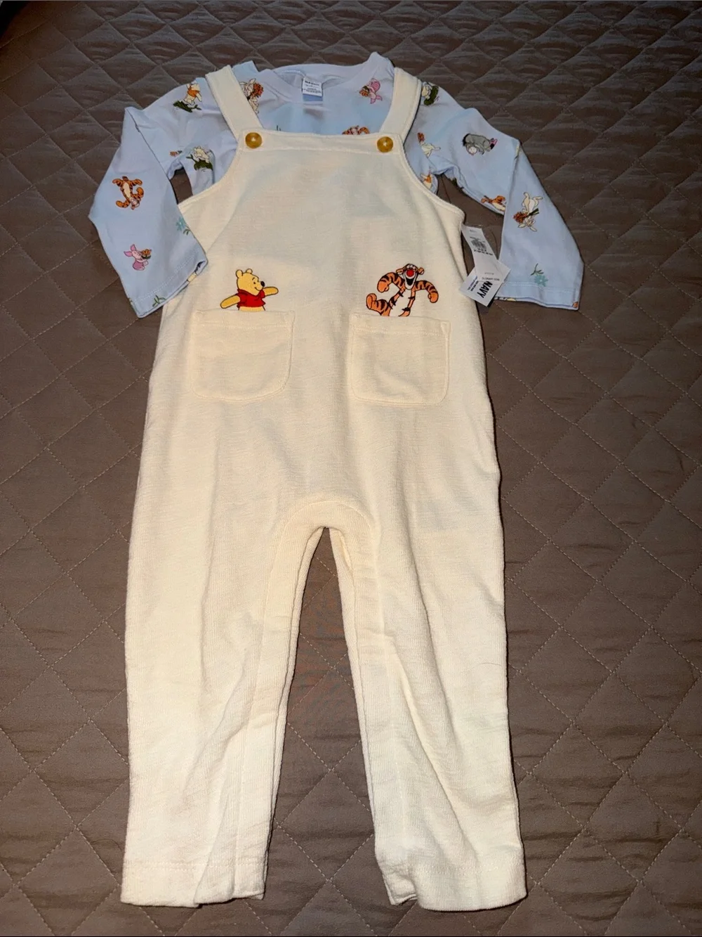 Old Navy Cream Winnie the Pooh & Tigger Overalls